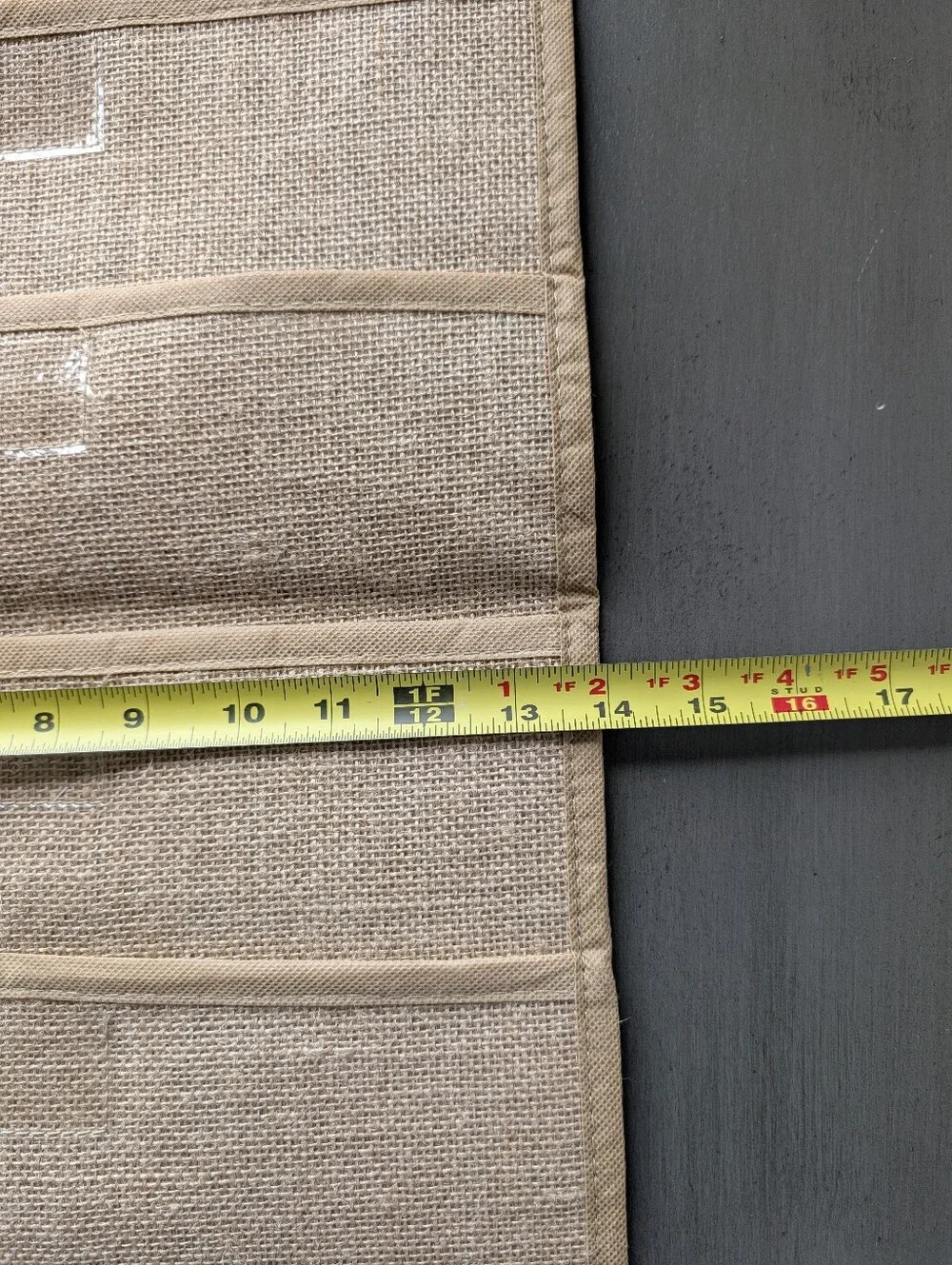 Hanging 12-Pocket Compartments Burlap Woven Organizer Neutral Tan Brown
